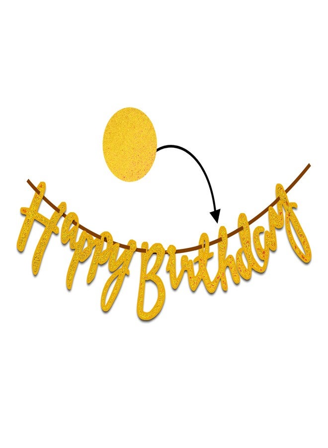 Pop Colours Happy Birthday Cardboard Golden Banner | Script Letter Pack of 1 | Banner Decoration Item with Ribbon | 1 Pcs - Image 3